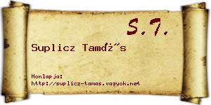 Suplicz Tamás névjegykártya